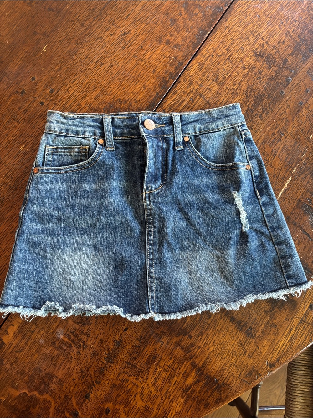 Girl’s Joe's Jeans Distressed Denim Mini Skirt in Blue Wash